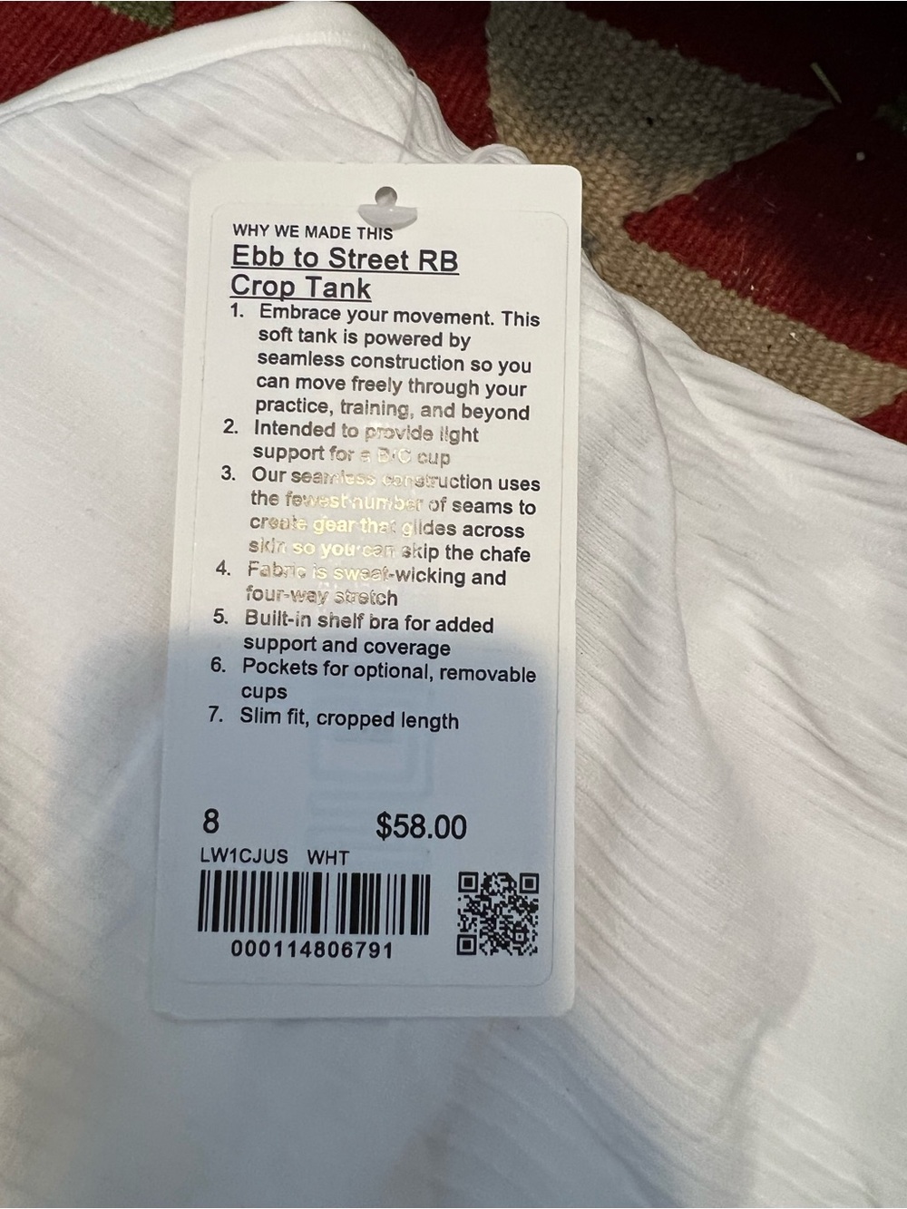 lululemon athletica Ebb to Street RB Crop Tank - White